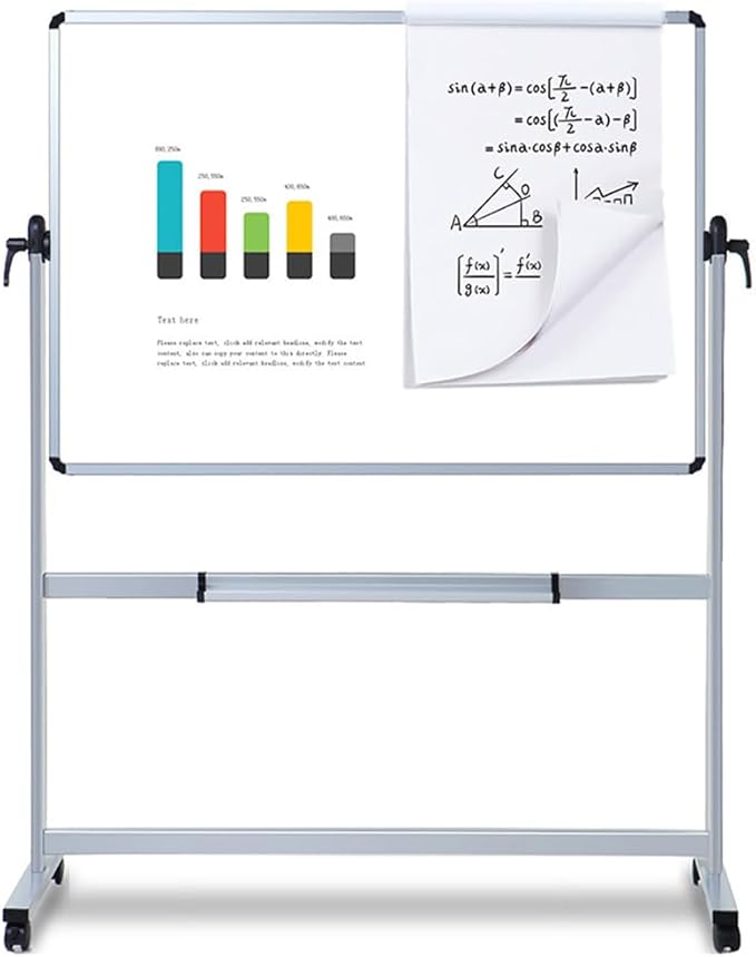 VIZ-PRO Double-Sided Magnetic Mobile Whiteboard,72 x 40 Inches Aluminium Frame and Stand