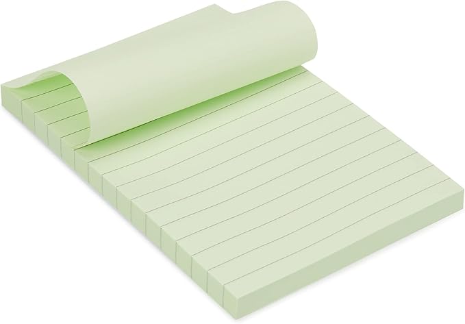 Amazon Basics Sticky Note Pads, Lined, 4x6, Rectangular, Assorted Colors, Pack of 5