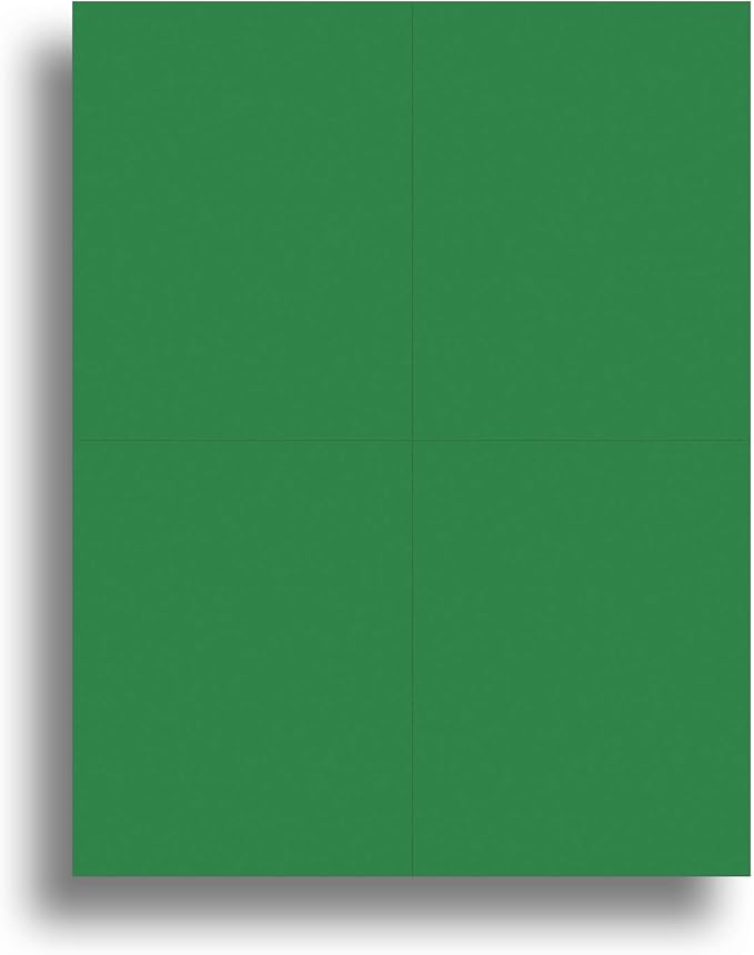 Blank Colored 4-up Postcard Paper by Desktop Publishing Supplies - 25 Sheets / 100 Postcards Pack - Printable with Laser or Inkjet Printer - Plain Matte Cardstock (Holiday Green)