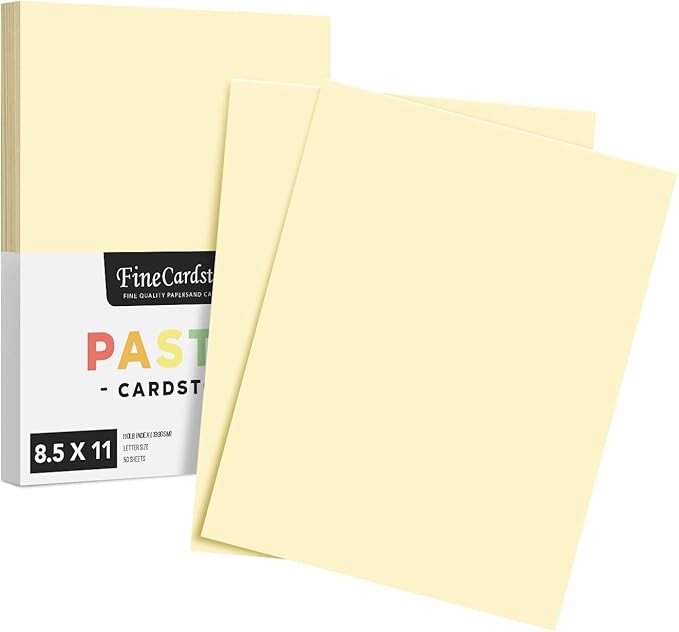 8.5 x 11" Ivory Pastel Color Cardstock Paper - Great for Arts and Crafts, Wedding Invitations, Cards and Stationery Printing | Medium to Heavy Card Stock 110lb Index (199gsm) | 50 Sheets per Pack