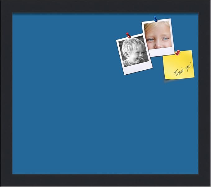 PinPix 15x13 Inch Cork Bulletin Board. This Decorative Framed Pin Board Comes with Navy Pastel Design and a Satin Black Frame. Ideal for Home Office Decor or Message Board (PinPix-1811)