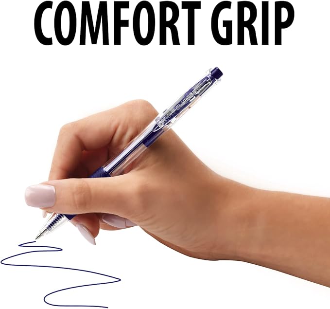 Inc. ClipClicks Retractable Ballpoint Pens - Bulk 1.0-mm Medium-Point Pen Set With Comfort Grip for School, Office, Writing, and Journaling, 50 Count, Blue