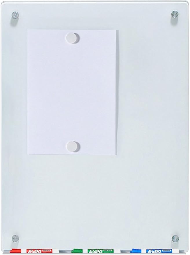 Audio-Visual Direct Magnetic White Glass Dry-Erase Board Set - 2' x 1.5' - Includes Magnets, Hardware & Marker Tray