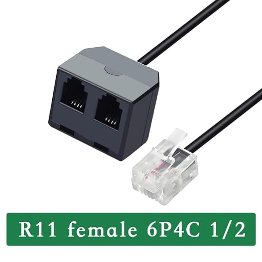 RJ11 1 to 2 Phone Line Splitter 6P4C Plugs Four Core Adapter with 4.8inch Cable for Telephone Fax Machine (1)