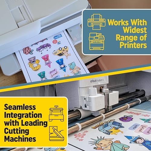 Premium Printable Vinyl Sticker Paper for Inkjet Printer 25 Sheets, 8.5"x11" - Glossy Sticker Paper Waterproof, Weatherproof - White Vinyl Sticker Sheets - Strong Adhesive, Laser Labels & Decals