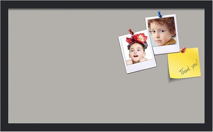 PinPix 24x14 Inch Cork Bulletin Board. This Decorative Framed Pin Board Comes with Dark Stone Design and a Satin Black Frame. Ideal for Home Office Decor or Message Board (PinPix-1808)