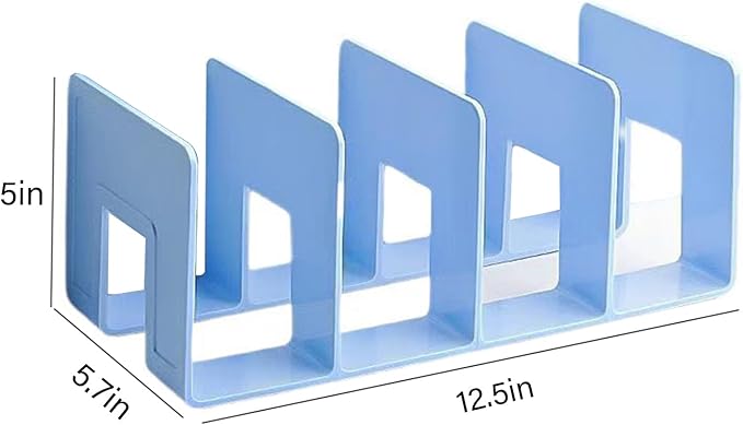 2PCS Acrylic File Organizer for Desk, Desktop Document/Mail Organizer, 4 Compartments Plastics Invisible Bookshelf Floating (12.5" x 5.7" x 5", SkyBlue)
