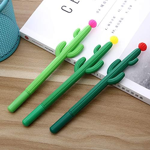 Aimyoo Pack of 30 Cactus Shaped Ballpoint Black 0.5mm Gel Ink Rollerball Pen for School Home Office