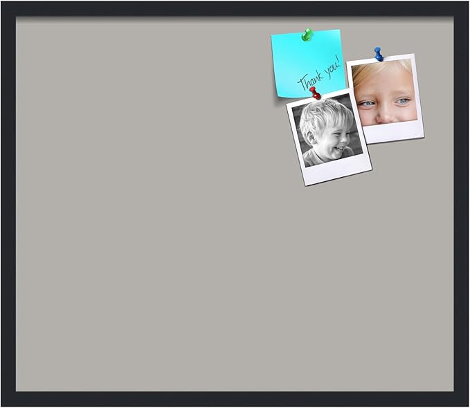 PinPix 28x24 Inch Cork Bulletin Board. This Decorative Framed Pin Board Comes with Dark Stone Design and a Satin Black Frame. Ideal for Home Office Decor or Message Board (PinPix-1808)