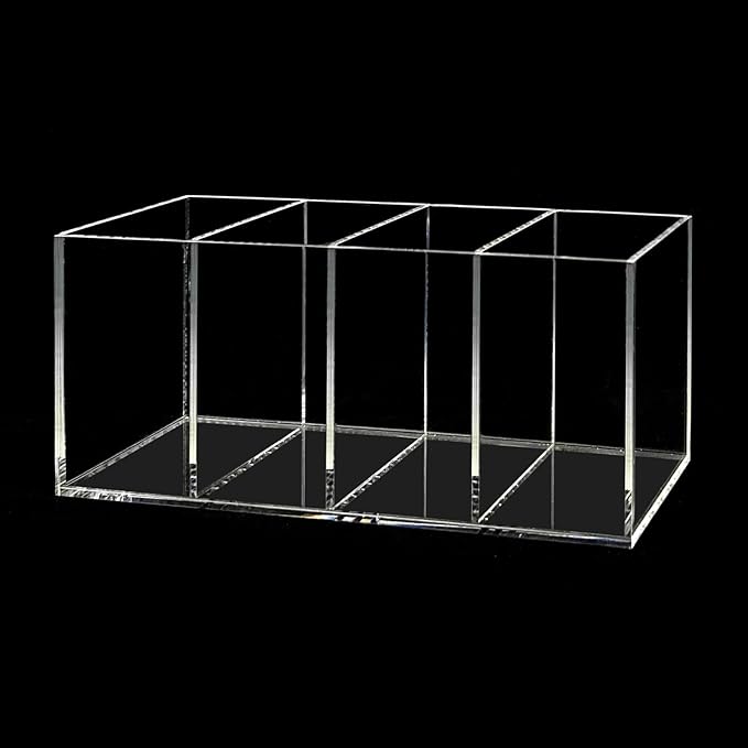Acrylic Pen Holder 4 Compartments Clear Pencil Holder Organizer Makeup Brush Holder