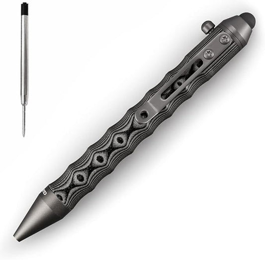 Cool Hand 4.5'' EDC Ballpoint Ink Refillable Bolt Action Tactical Pens Stylus for Touch Screen, Ergonomic Grip, Hold in Texture with Finger Grooves