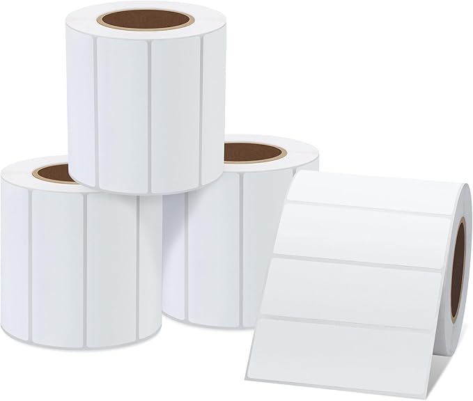 Hybsk 3x1 inch Direct Thermal Labels for Barcodes, Address, Compatible with Rollo Label Printer & Zebra Desktop Printers (3"x1",4 Rolls White)
