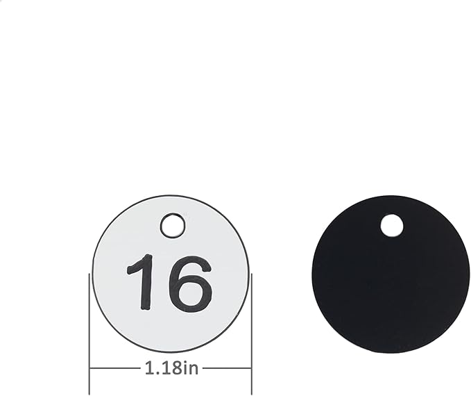 StayMax Plastic ID Number Tags Engraved Tags Key Tags Without Key Rings (1-50, White)
