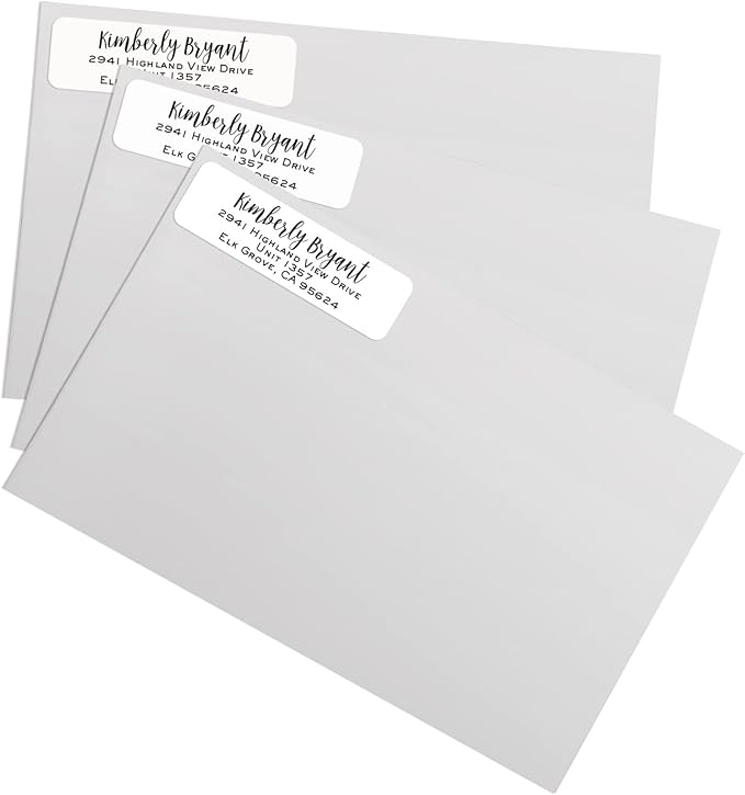 Mixed Script Font Rolled Address Labels/Roll of 500 Chic Black and White Personalized Address Labels/Designer Return Address Stickers in Elegant Plastic Dispenser