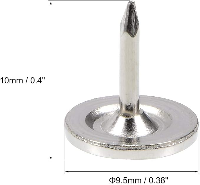 uxcell Upholstery Nails Tacks 9.5mmx10mm Flat Head Furniture Nails Pins Silver Tone for Furniture Sofa Headboards, 50 Pcs