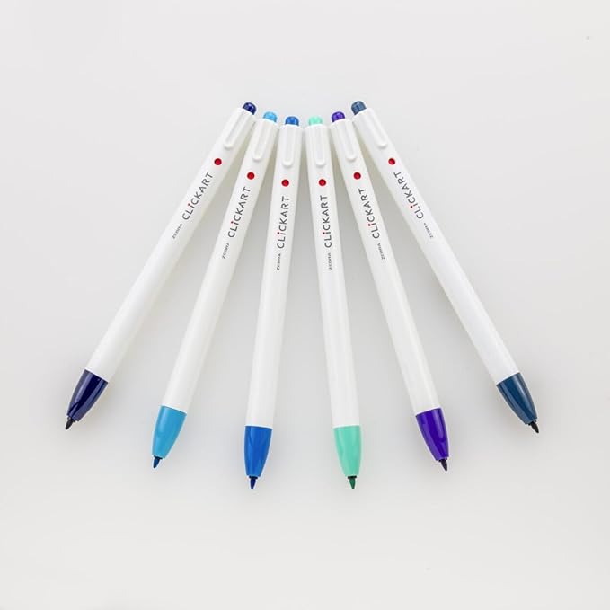 Zebra Pen ClickArt Retractable Marker Pen, 0.6mm, Assorted Deep Sea Colors, 6-Pack (69026)