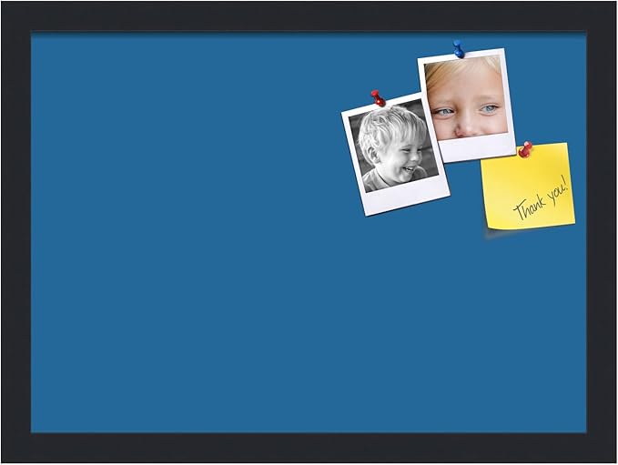 PinPix 18x13 Inch Cork Bulletin Board. This Decorative Framed Pin Board Comes with Navy Pastel Design and a Satin Black Frame. Ideal for Home Office Decor or Message Board (PinPix-1811)