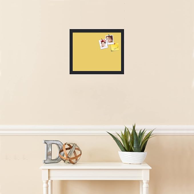 PinPix 15x12 Inch Cork Bulletin Board. This Decorative Framed Pin Board Comes with Honey Pastel Design and a Satin Black Frame. Ideal for Home Office Decor or Message Board (PinPix-1810)