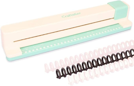 Craftelier - 30 Holes Binding Machine for Planners - A4, A5, A6, A7 and US Letter Size Formats - with 6 Spines of Black and White Tones - 5 Sheet Capacity Punch for Notebooks Making and Scrapbooking