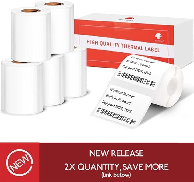 [180 pcs] Phomemo Labels for M220 M221 M250 M260 M200, 2.36'' x 1.57''(60 x 40mm), Original, Square, White, 180 Labels/Roll, Multi-Purpose Self-Adhesive Thermal