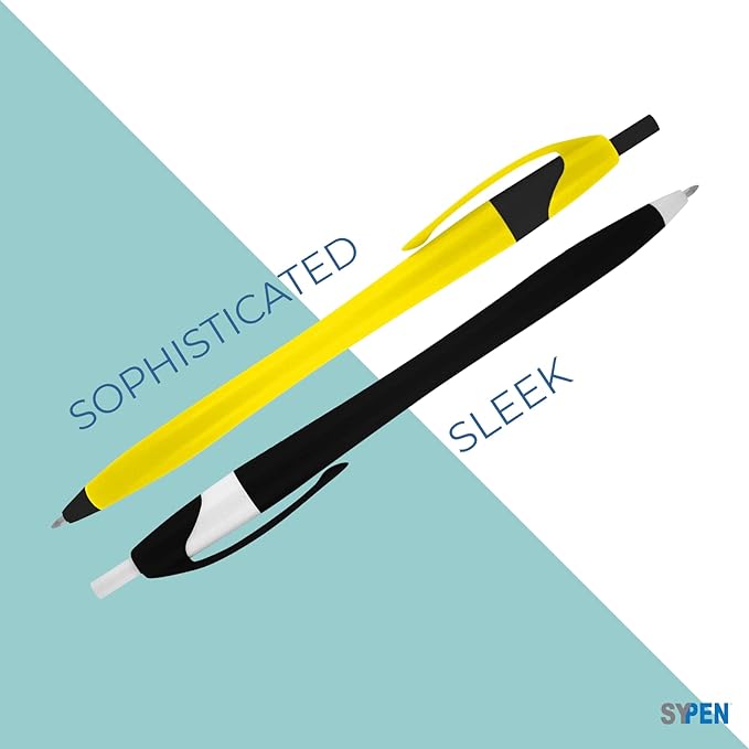 SyPen Personalized Pens With your Custom Logo or Text-500 Pack Bulk-for Businesses, Parties, and Events, Custom Printed Slim Ballpoint Click Pens, Pink Barrel Color, Black Ink