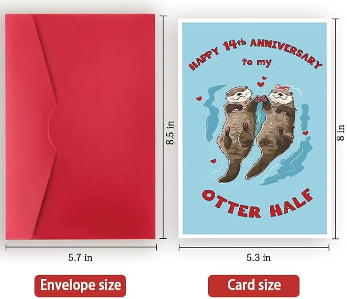 Funny 14th Wedding Anniversary Card for Husband Wife,Lovely 14 Year Anniversary Card for Women Men,Unique 14 Anniversary Card Gifts for Him Her