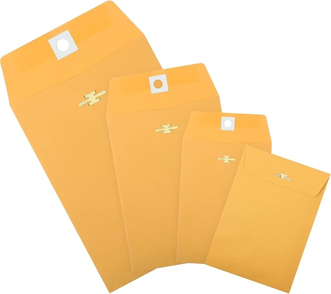 Zonon 100 Pieces 3 Sizes Clasp Envelopes Kraft Paper Catalog Clasp Envelope with Clasp Closure for Filing, Storing, Privacy Ensuring or Mailing Documents (9 x 12 Inch, 6 x 9 Inch, 5 x 7 Inch)