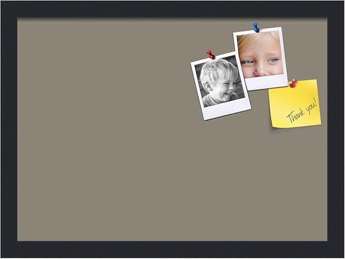 PinPix 18x13 Inch Cork Bulletin Board. This Decorative Framed Pin Board Comes with Pewter Design and a Satin Black Frame. Ideal for Home Office Decor or Message Board (PinPix-1812)