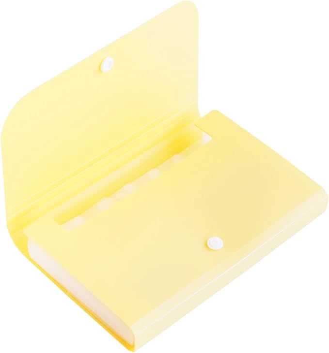 Expanding File Folder, Subdivision Accordion File Folder Mini Organizer PP Wallet for Cards,Coupons,Receipt,Tax Item or Changes,7x4.5 Inches,12 Pockets with Tabs and Check Case(Yellow)