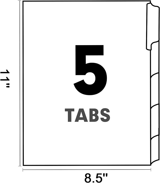 Binder Divider, PANDRI 120 Pack Binder Index White Dividers with 5 Tabs and Sticky Notes, Letter Size Paper Binder Divider for School Office Home Business