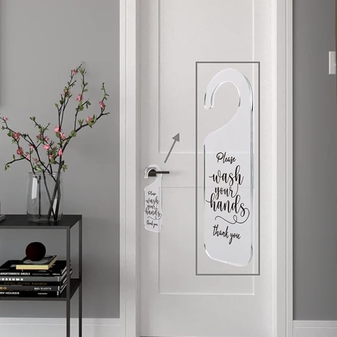 Do Not Disturb Door Sign Engraved Acrylic Hanger Handle Home Decor Acrylic Banner Acrylic Hanging Sign Door Plaque Handmade Office Hanging Sign Please Wash Your Hands