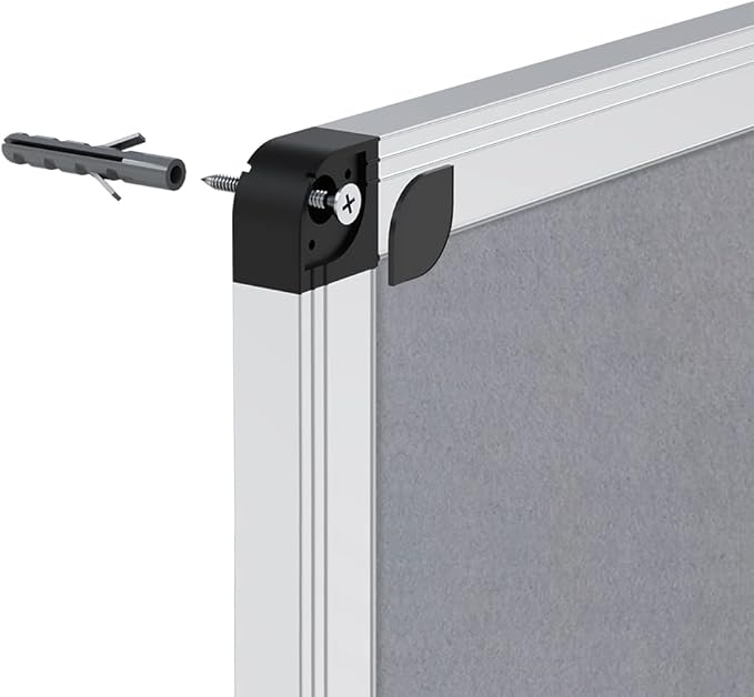 VIZ-PRO Notice Board Felt Gray, 36 X 24 Inches, Silver Aluminium Frame