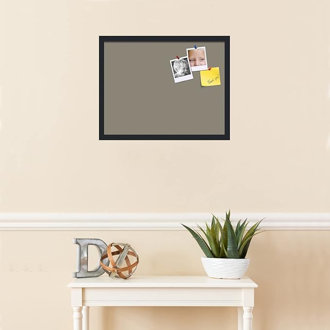PinPix 22x17 Inch Cork Bulletin Board. This Decorative Framed Pin Board Comes with Pewter Design and a Satin Black Frame. Ideal for Home Office Decor or Message Board (PinPix-1812)