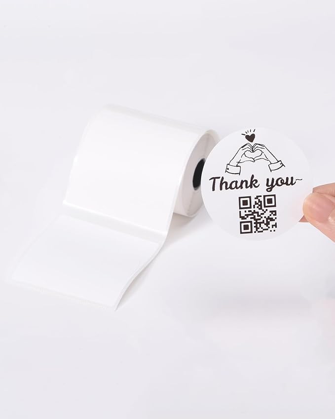 Phomemo Thermal Labels 1.96"x1.96"(50x50mm) for M110/M220/M221/M120/M250/M150, Multi-Purpose Self-Adhesive Tag for Barcode/Address/Logo/Mailing/Business/Home Tag,Black on White, 140 Labels/Roll