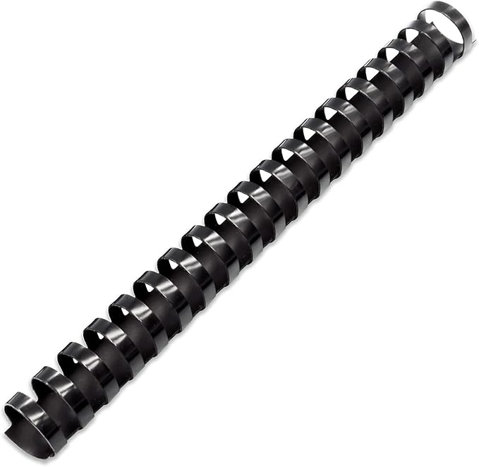 Binditek 50 Pack Plastic Binding Comb Spines, 7/8 Inch Diameter, 190 Sheet Capacity, 19 Ring, for Letter Size, Black, for Students and Coworkers