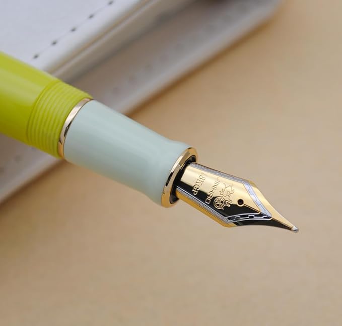 JINHAO 100 Fountain Pen with Ink Converter (Medium Nib 0.7mm, Green Lemon)