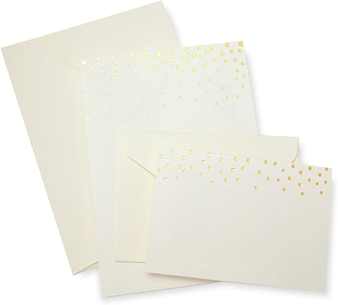Gartner Studios Gold Foil Dots Print-at-Home Wedding Invitation Kit, Includes Response Cards, Cream White, 5” x 7” and 3.5” x 5”, Set of 50, 47027