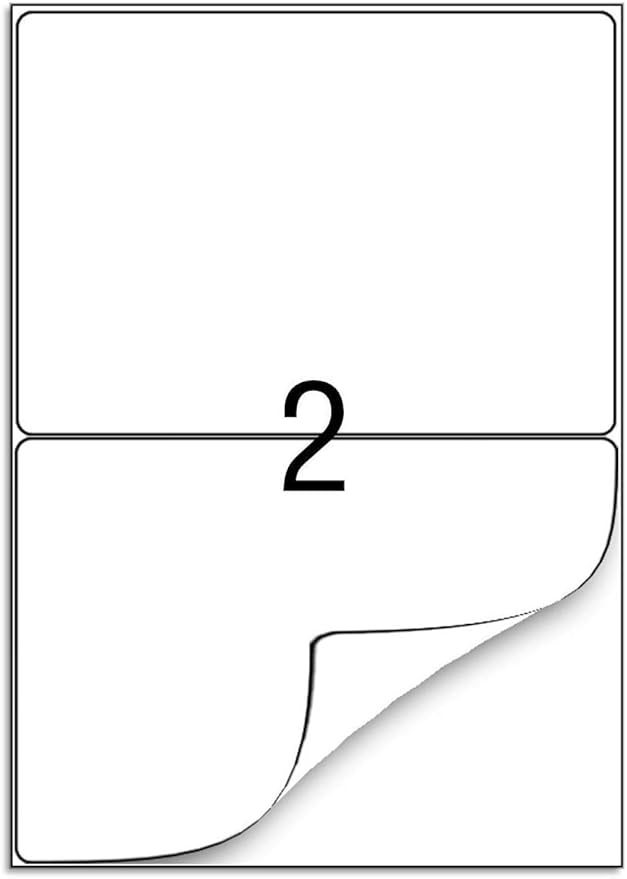 Round Corner Half Sheet Self Adhesive Shipping Labels for Laser and Ink Jet Printers, White Blank (1000 Sheets, 2000 Labels)