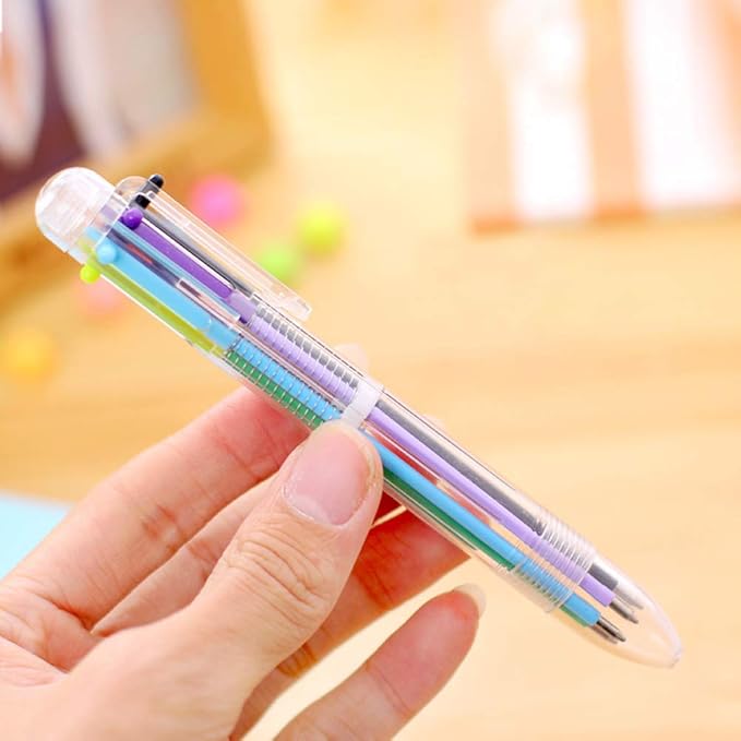 Hutou 24 Pack 0.5mm 6-in-1 Multicolor Ballpoint Pen 6 Colors Retractable Ballpoint Pens for Office School Supplies Students Children Gift, Kids Party Favors Pen(24 Pack)