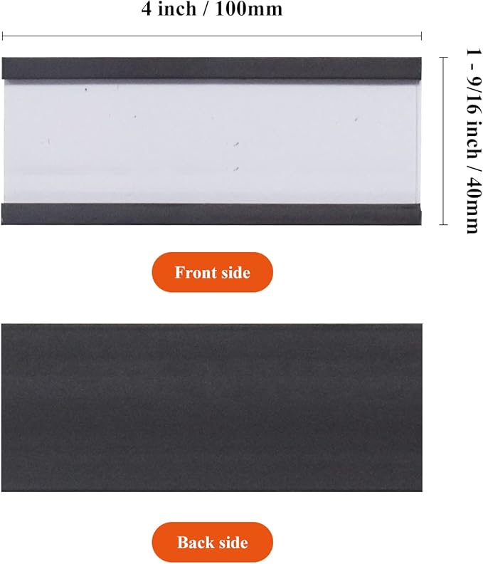 C Channel Magentic Label Holders 1.6x4 Inch, Magnetic Labels for Shelving，Magnetic Data Card Holders File Cabinet Labels,Pack of 50 …