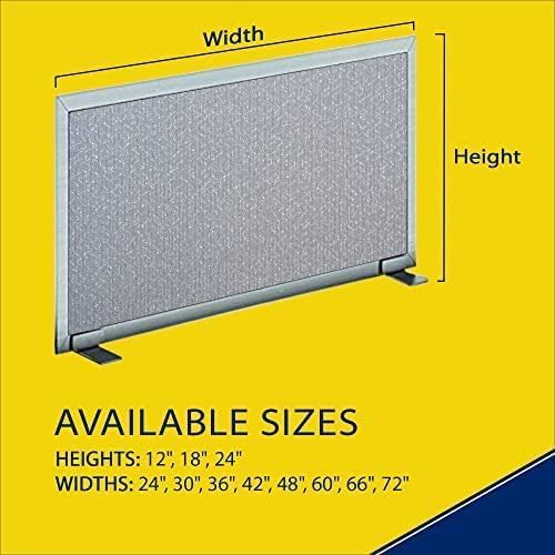 OBEX Acoustical Free Standing Privacy Screen, Cubicle Accessories Desk Privacy Panel, Desk Dividers for Office, Office Furniture Partitions Portable Sound Proof Dividers, 12" x 48", Overcast