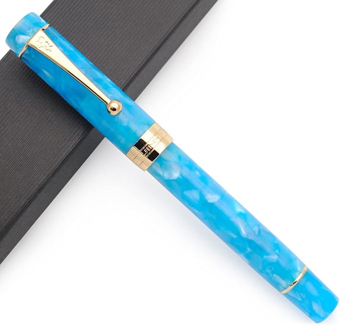 JINHAO 100 Fountain Pen with Ink Converter (Medium Nib 0.7mm, Sky Blue-C)