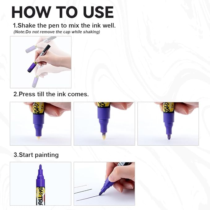 TRANSON 12 Colors Paint Markers for Fabric Rock Craft Diy Painting Medium Tip Oil Based Waterproof