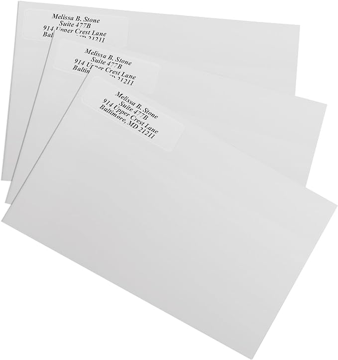 Clear Personalized Return Address Labels with Elegant Dispenser - Roll of 250 Custom See Through Transparent Stickers