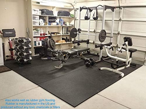American Floor Mats - Heavy Duty Stall Tiles - Stable/Horse Tiles - Thick, Durable Rubber Flooring Solid Black 6' x 6' Set of 3/8" Thick - 2' x 2' Tiles (9 Tiles Total)