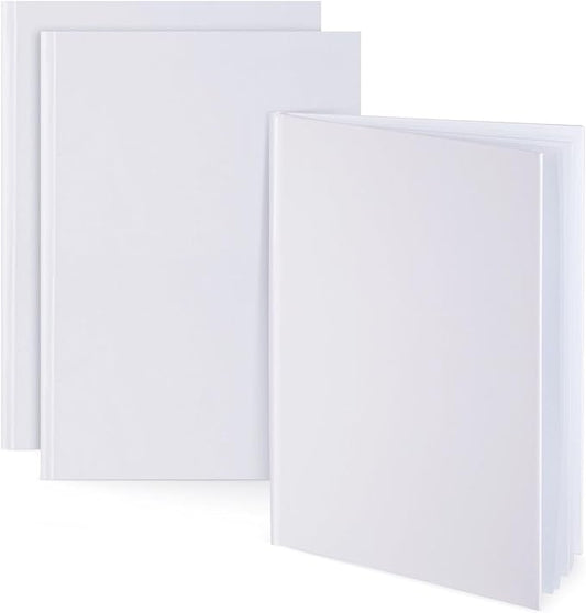 3 Pack 7x10 inch White Blank Hardcover Books for Kids to Write Stories, Unlined Scrapbook and Journal - 18 Sheets/36 Pages Each