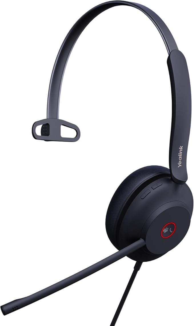 Yealink UH37 Professional USB Headset with Microphone for PC Laptop Noise Cancelling & Volume Control VoIP Skype Teams Online Conference(Mono)(USB-A)