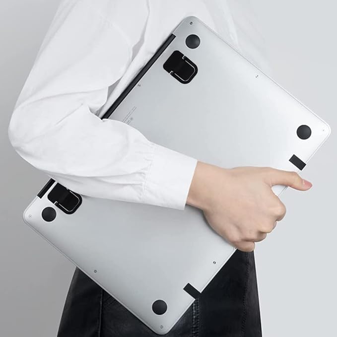 2Pcs Self-Adhesive Keyboard Stand for Desk, Portable Laptop Kickstand, Adjustable Laptop Stand Riser Feet Aluminum Stable for MacBook, 10-18" Laptop, iPad(Black)