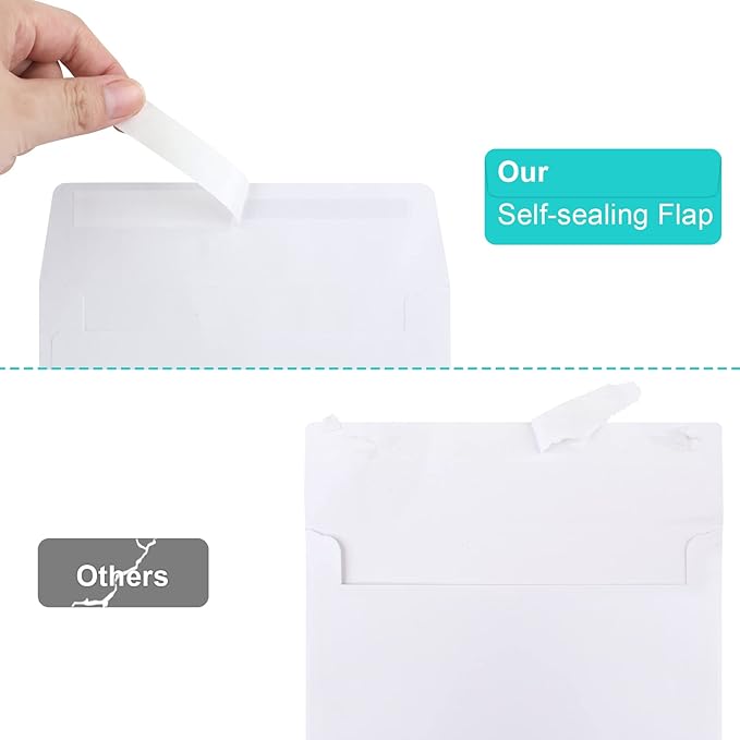 Joyberg 70 Packs A4 Envelopes, White, 4x6 Photo, Self Seal for Invitations, Weddings, Baby Shower, Photos, Postcards, Greeting Cards, Mailing