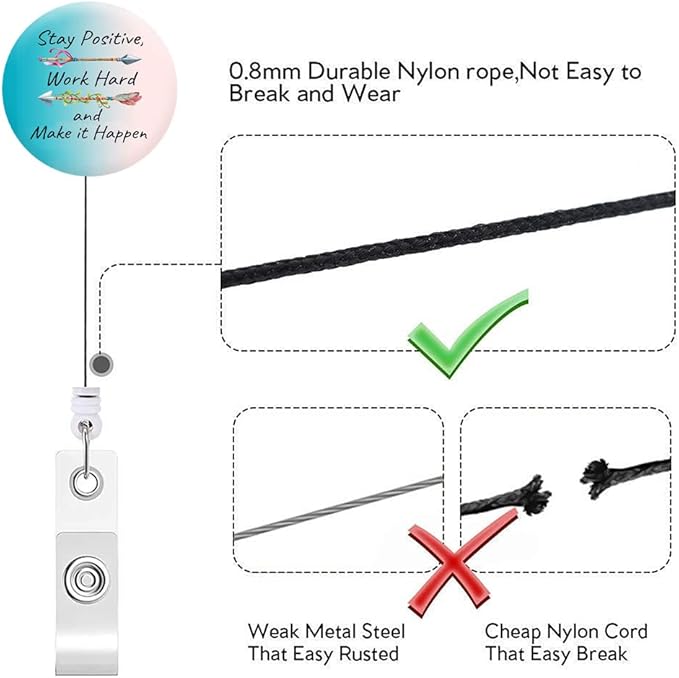 Badge Reels,Nurse Badge Holder,Retractable Badge Reel with Clip ID Card Holders for Office Worker Doctor Nurse(3 Pack Inspirational Quotes A)